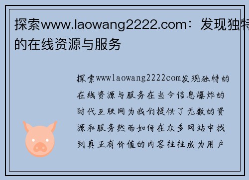探索www.laowang2222.com:发现独特的在线资源与服务